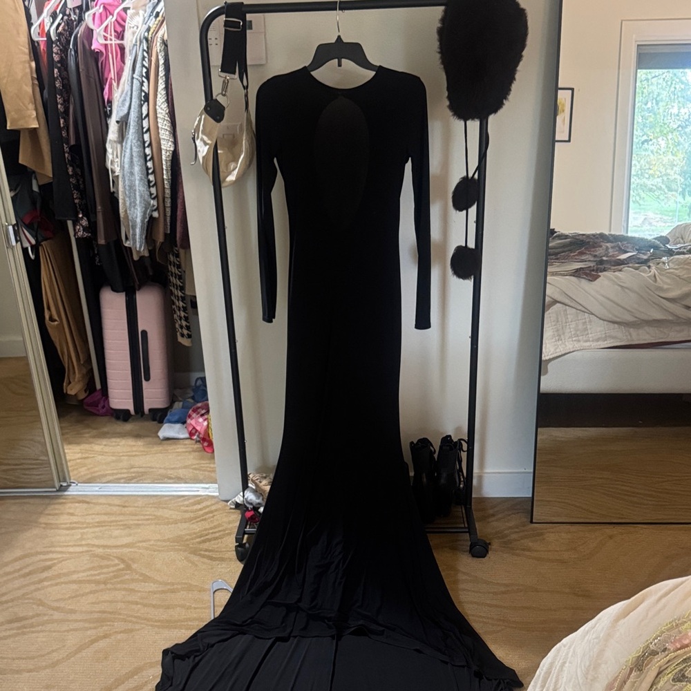 Sophisticated Long Sleeve Black Dress